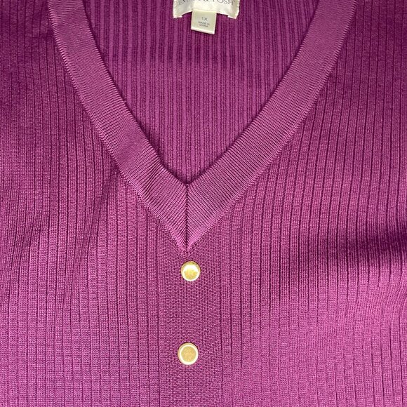 Emma & Posh Women’s Ribbed Knit Sweater Dress Size 1X Purple V-Neck Long Sleeve - Picture 2 of 12